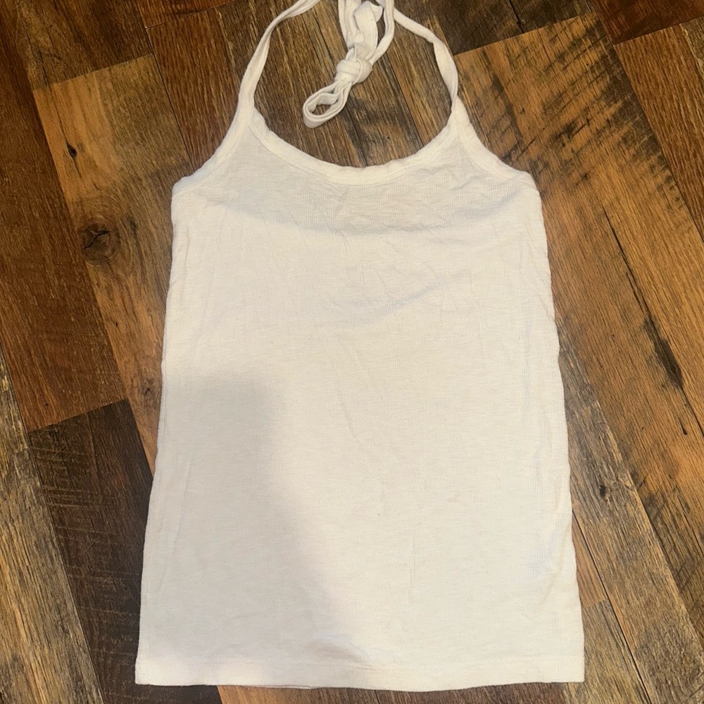 Aerie Ribbed White Halter Top